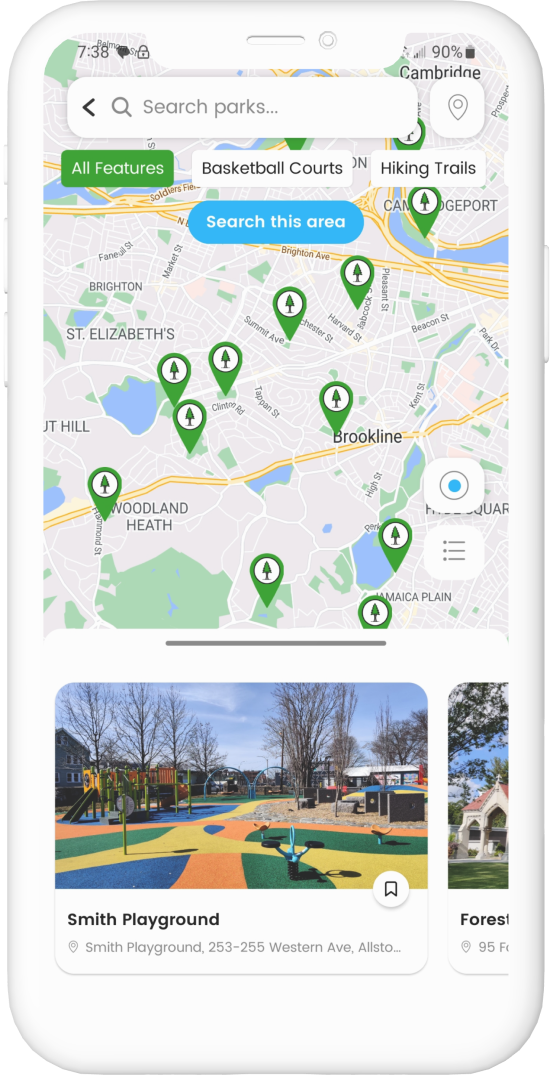 Parkscape app screen