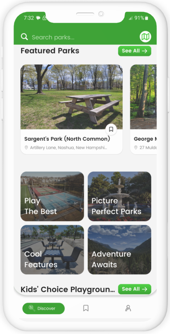 Parkscape app screen